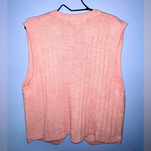 Women’s vintage granny chic knitted pink Alfred Dunner vest L - Picture 6 of 7